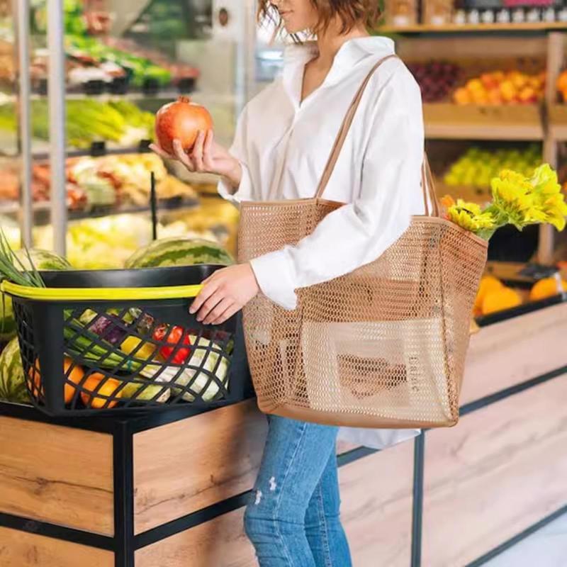 Mesh Beach Bag, Waterproof Pool Bag, Large Capacity Shoulder Bag For Beach Vacation, Outdoor Accessories For Women & Men