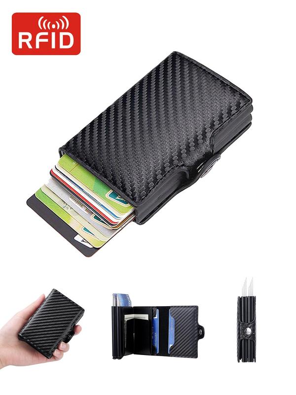 Men's Business Style RFID Blocking Textured Design Card Holder, Casual Trendy Pop Up Wallet, Fashionable Wallet for Daily Use