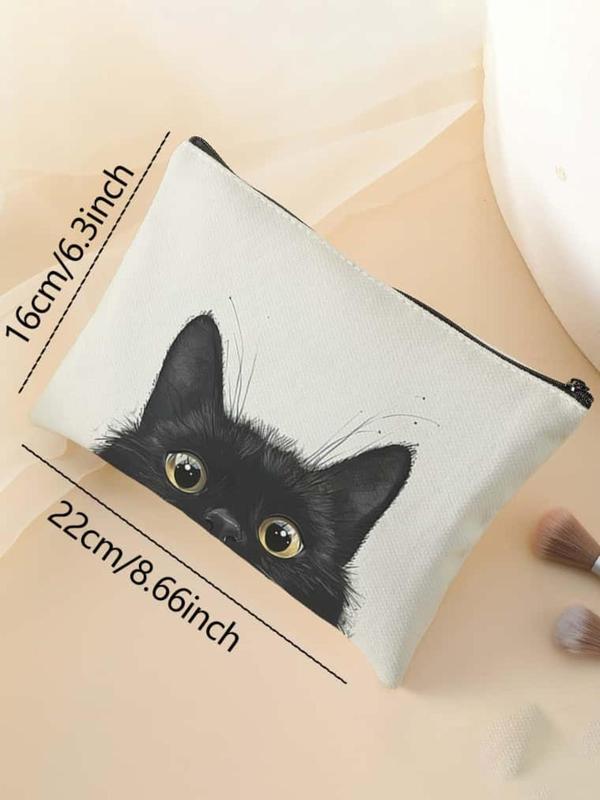 Cartoon Cat Pattern Makeup Bag, Multi-functional Storage Bag, Travel Makeup Bag, Suitable for Leisure Travel, Business Trips