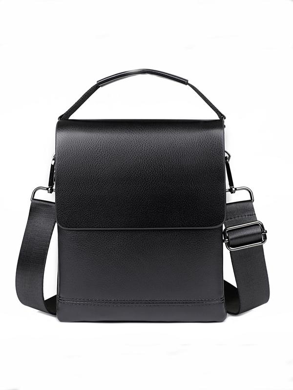 Men's Business Fashion Solid Color Crossbody Bag, Casual PU Leather Zipper Shoulder Bag for Work & Daily Used, High-quality Daily Commuting Bag