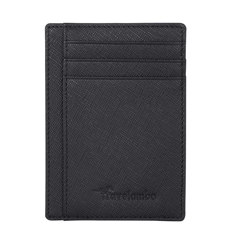 Slim Wallet Front Pocket Minimalist Leather RFID Blocking Medium Size, Black Cros