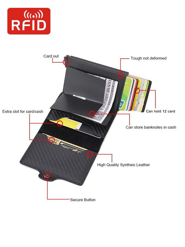 Men's Business Style RFID Blocking Textured Design Card Holder, Casual Trendy Pop Up Wallet, Fashionable Wallet for Daily Use