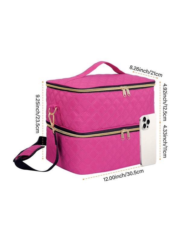 Quilted Nail Polish Storage Bag, Portable Large Capacity Makeup Bag with Multiple Compartments, Multifunctional Storage Bag for Travel & Home Use