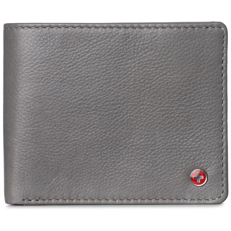 Alpine Swiss RFID Protected Mens Spencer Leather Wallet Bifold 2 ID Windows Divided Bill Section Comes in Gift Box