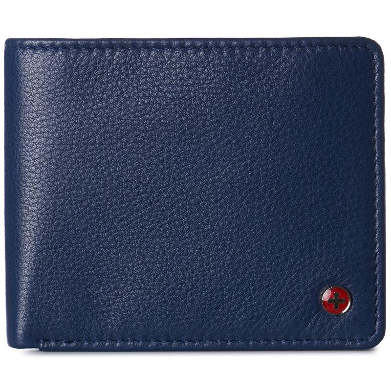 Alpine Swiss RFID Protected Mens Spencer Leather Wallet Bifold 2 ID Windows Divided Bill Section Comes in Gift Box