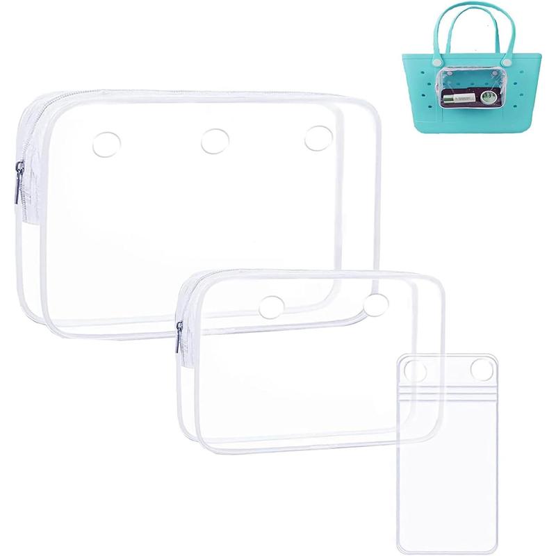 3 packs clear PVC zipper inner bags kit for Bogg bag rubber beach tote bag