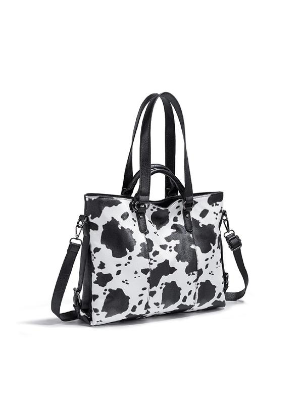 Women's Cow Print Tote Bag,  Large Capacity Casual Shoulder Bag for Commute & Travel, Trendy Versatile High-quality Daily Commuting Bag