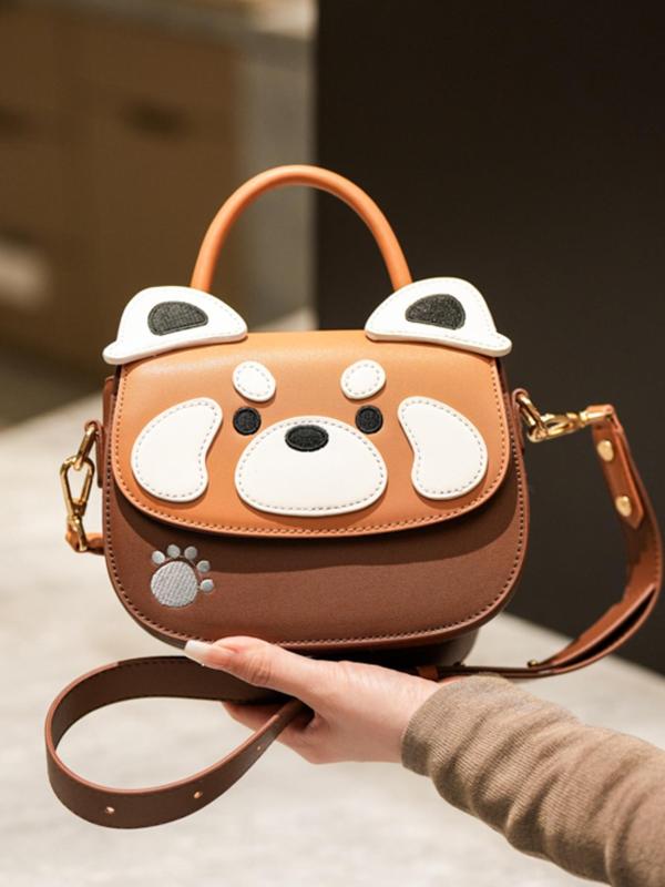 Women's Cute Cartoon Bear Design Crossbody Bag, Fashionable Pu Leather Handbag for Daily Used, Casual Trendy Versatile High-quality Daily Commuting Bag