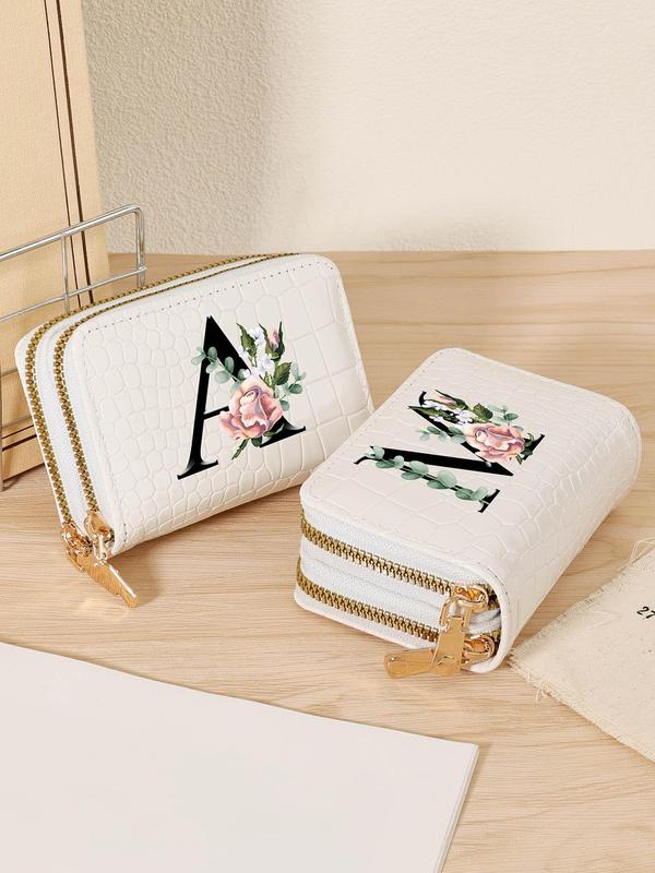 Fashionable Letter Pattern Short Wallet, Simple Multi Card Holder, Casual Versatile Zipper Wallet Card Bag for Outdoor, Travel, and Back to School