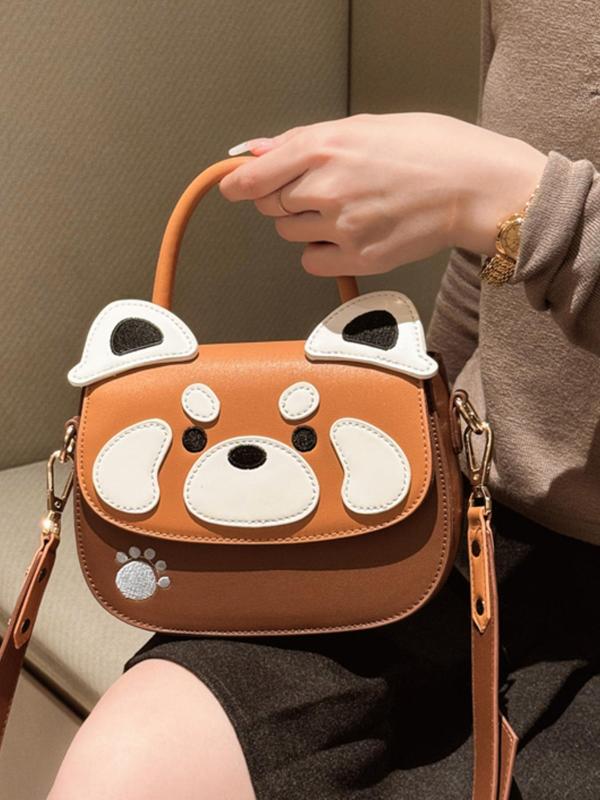 Women's Cute Cartoon Bear Design Crossbody Bag, Fashionable Pu Leather Handbag for Daily Used, Casual Trendy Versatile High-quality Daily Commuting Bag