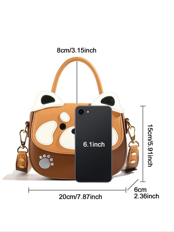 Women's Cute Cartoon Bear Design Crossbody Bag, Fashionable Pu Leather Handbag for Daily Used, Casual Trendy Versatile High-quality Daily Commuting Bag