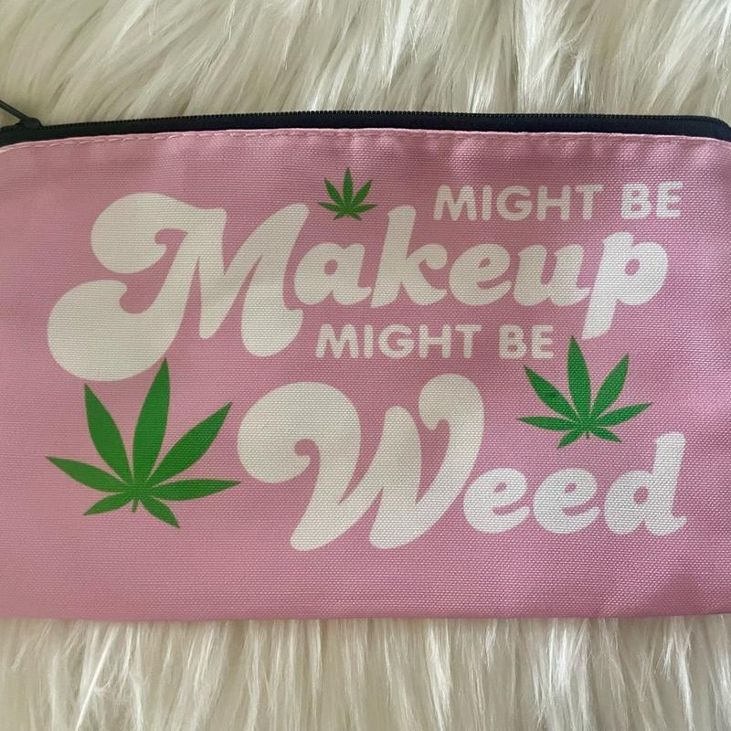 Pink Makeup Leaf Zip Bag