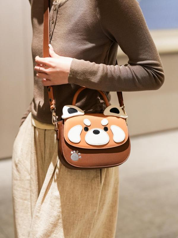 Women's Cute Cartoon Bear Design Crossbody Bag, Fashionable Pu Leather Handbag for Daily Used, Casual Trendy Versatile High-quality Daily Commuting Bag