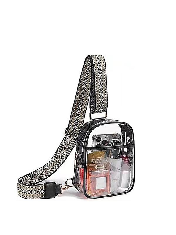 Women's Boho Style Transparent Fanny Pack, Casual Trendy Zipper Fanny Pack, Fashionable Fanny Pack for Daily Concert Use