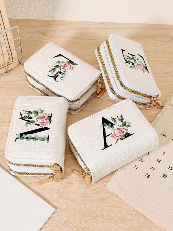 Fashionable Letter Pattern Short Wallet, Simple Multi Card Holder, Casual Versatile Zipper Wallet Card Bag for Outdoor, Travel, and Back to School