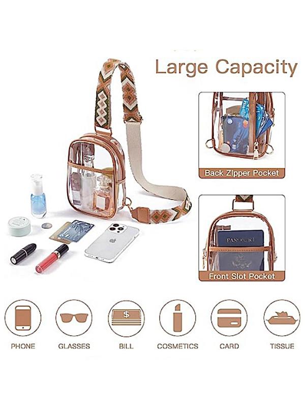 Women's Boho Style Transparent Fanny Pack, Casual Trendy Zipper Fanny Pack, Fashionable Fanny Pack for Daily Concert Use