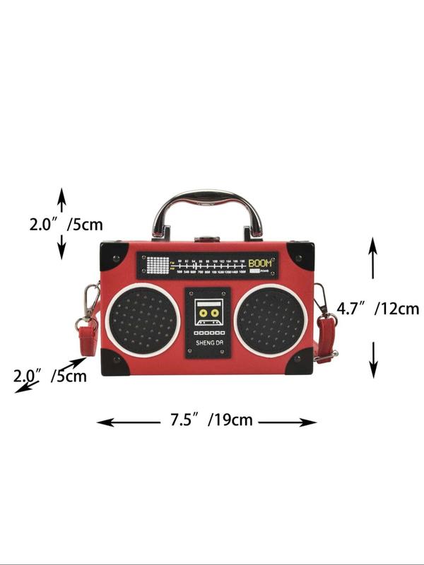 Vintage Radio Design Handbag, Fashionable Handbag & Crossbody Bag for Women with Adjustable Strap, Trendy Novelty Handbag for Daily Use