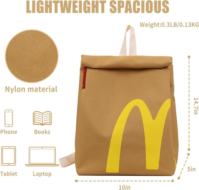McDonald's Backpack Funny School Bag Lightweight Knapsack for Women Men