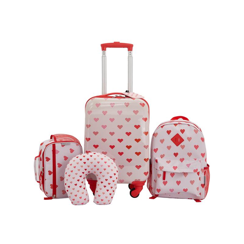 5-Pc Kids Luggage Set With 360° 4-Wheel Spinner System, Heart