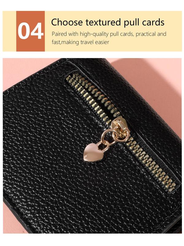 Women's Elegant Solid Color Short Wallet, Portable Bifold Coin Purse, Fashionable Credit Card Holder for Daily Use