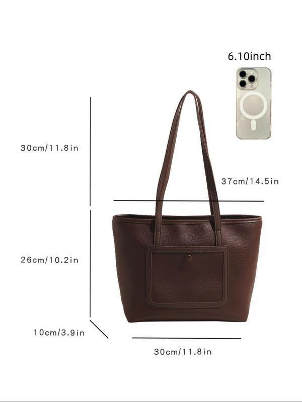 Women's Solid Color Tote Bag, Fashionable Large Capacity Shoulder Bag for Work & Daily Used, Casual Trendy Versatile High-quality Daily Commuting Bag