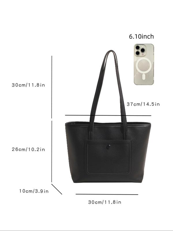 Women's Solid Color Tote Bag, Fashionable Large Capacity Shoulder Bag for Work & Daily Used, Casual Trendy Versatile High-quality Daily Commuting Bag