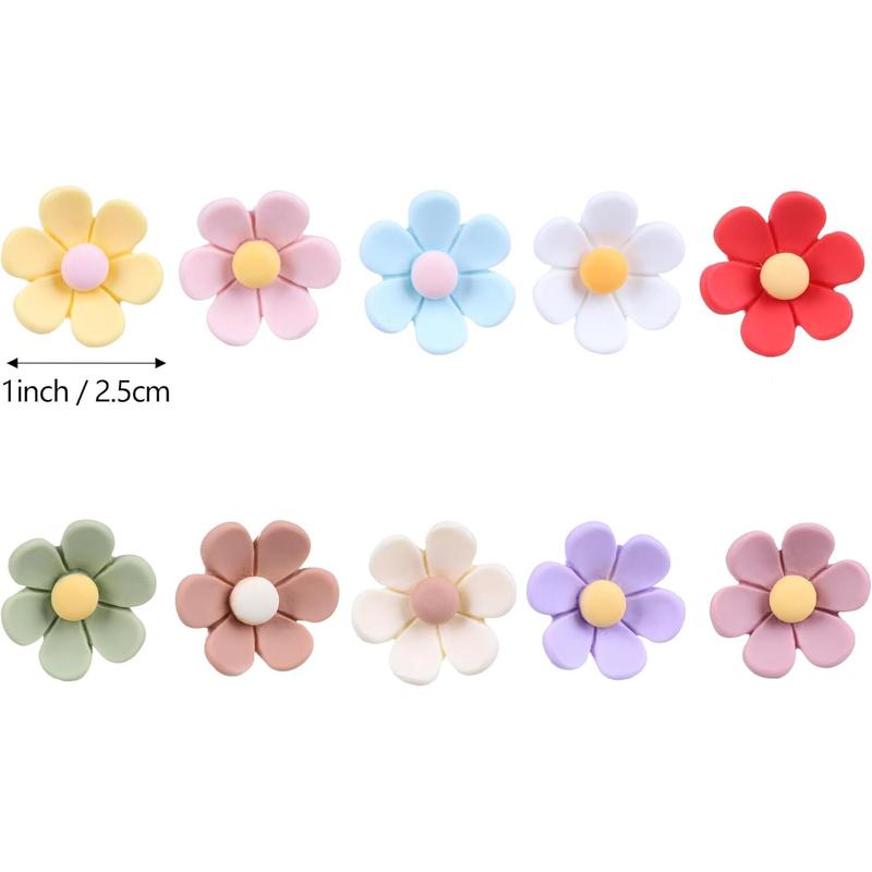 10Pcs Flowers Charms for Bogg Bag Accessories,1inch 2.5cm Insert Flower Attachment for Rubber Beach Tote Bag Decoration