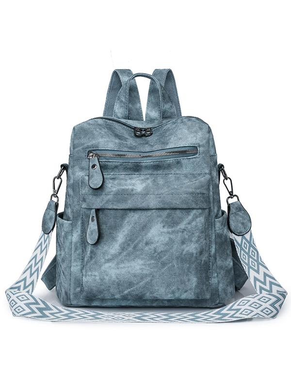 Women's Casual Plain Color Zipper Backpack, Fashionable Large Capacity Backpack for Daily Used, Casual Trendy Versatile High-quality Daily Commuting Bag