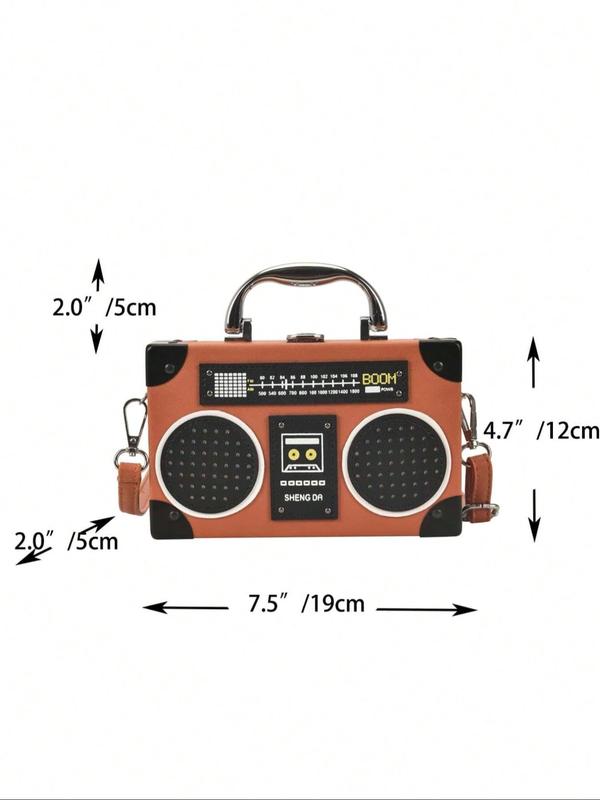 Vintage Radio Design Handbag, Fashionable Handbag & Crossbody Bag for Women with Adjustable Strap, Trendy Novelty Handbag for Daily Use