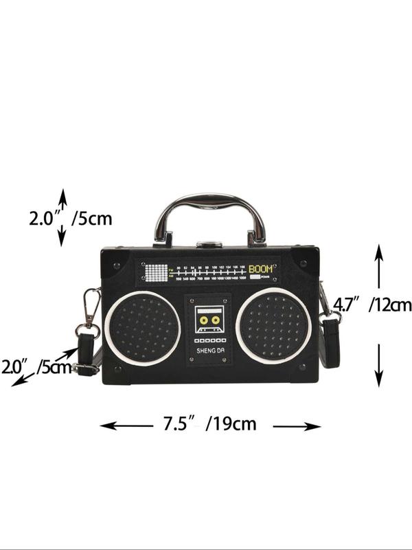 Vintage Radio Design Handbag, Fashionable Handbag & Crossbody Bag for Women with Adjustable Strap, Trendy Novelty Handbag for Daily Use