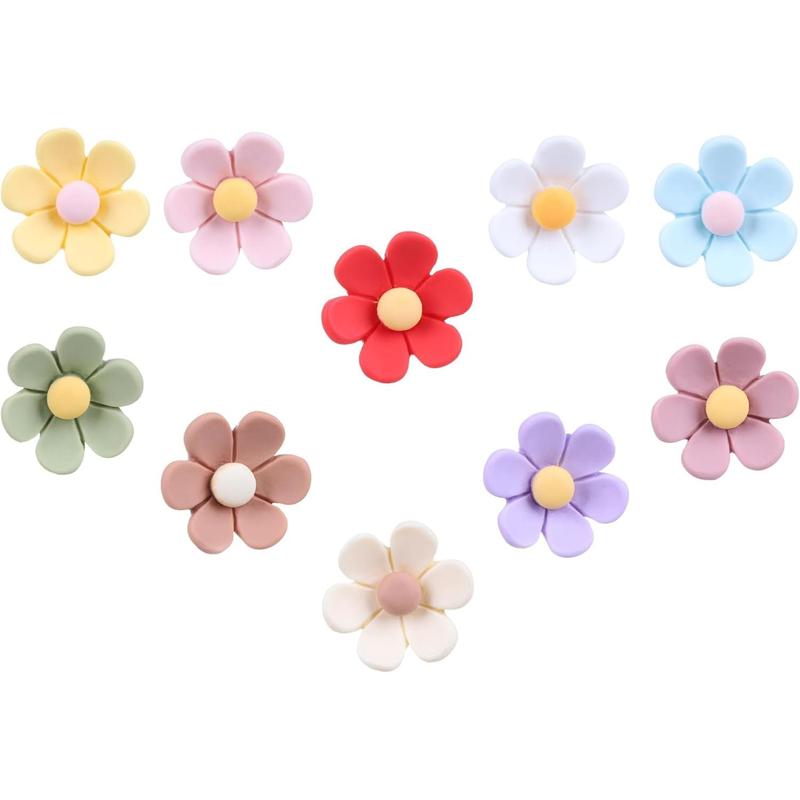 10Pcs Flowers Charms for Bogg Bag Accessories,1inch 2.5cm Insert Flower Attachment for Rubber Beach Tote Bag Decoration