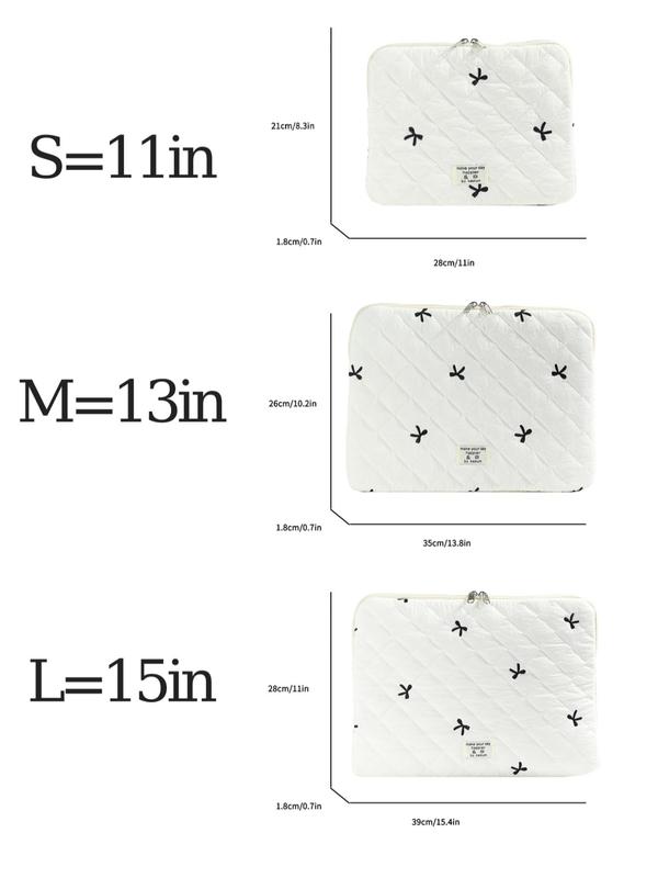 Bow Embroidery Quilted Laptop Bag, Portable Lightweight Shockproof Laptop Bag, Laptop Inner Bag for iPad HUAWEI MacBook