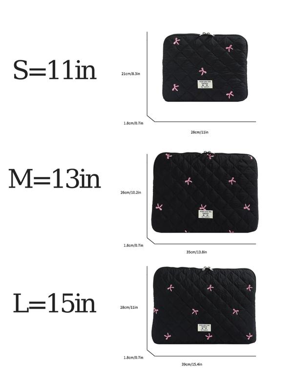 Bow Embroidery Quilted Laptop Bag, Portable Lightweight Shockproof Laptop Bag, Laptop Inner Bag for iPad HUAWEI MacBook