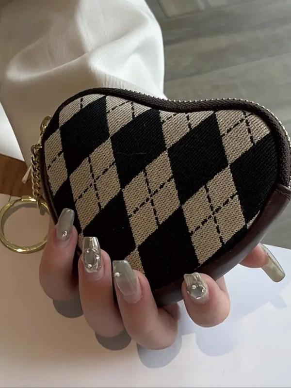 Women's Fashionable Heart Shaped Zipper Wallet, Casual Pu Leather Wallet with Keychain, Trendy Versatile High-quality Daily Wallet for Women