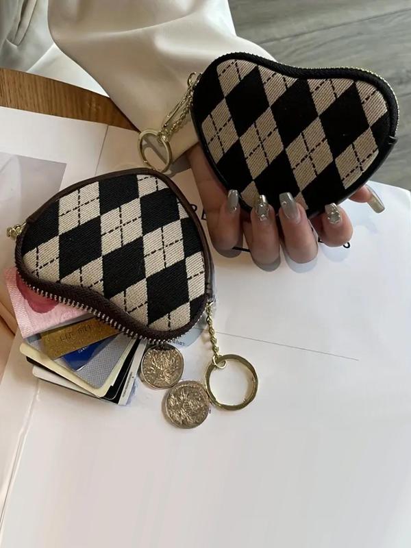 Women's Fashionable Heart Shaped Zipper Wallet, Casual Pu Leather Wallet with Keychain, Trendy Versatile High-quality Daily Wallet for Women